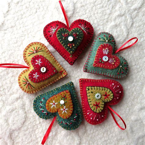 felt heart ornaments